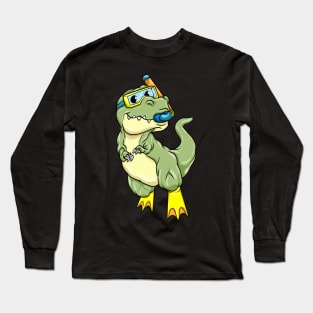 Funny dinosaur is swimming with a snorkel Long Sleeve T-Shirt